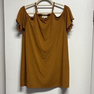T2 Love Tan Cold Shoulder Top
